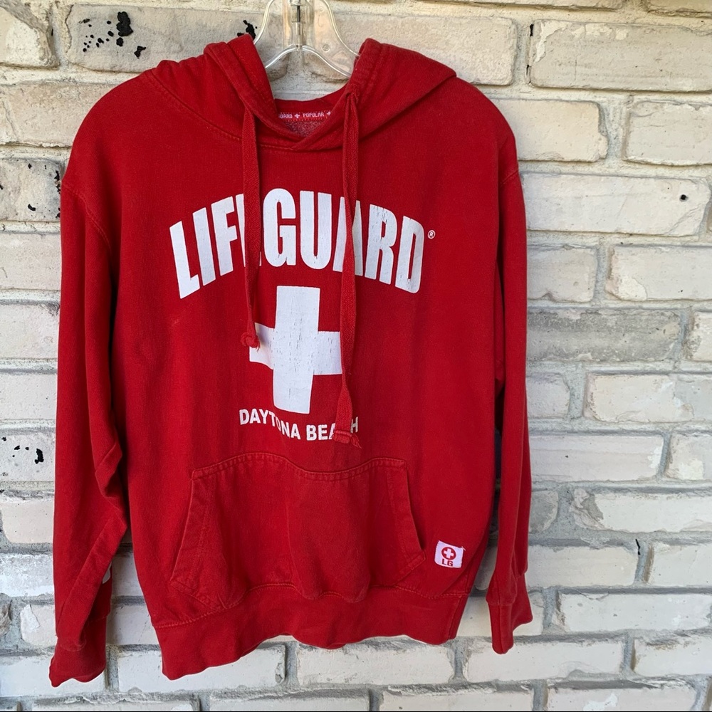 Lifeguard Daytona Beach (in florida) red hooded jacket